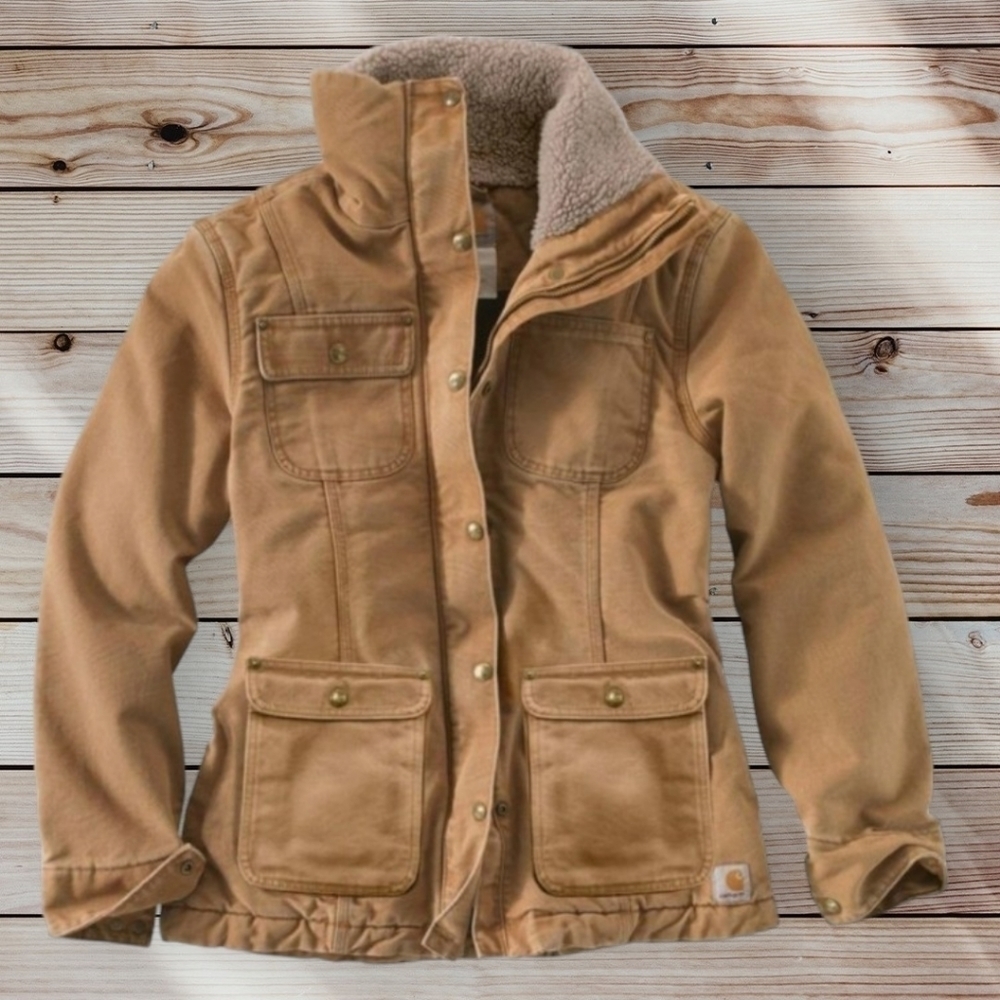 Kelsey Asbille Monica Dutton Carhartt Women's Weathered Duck Wesley Coat M - Picture 5 of 13